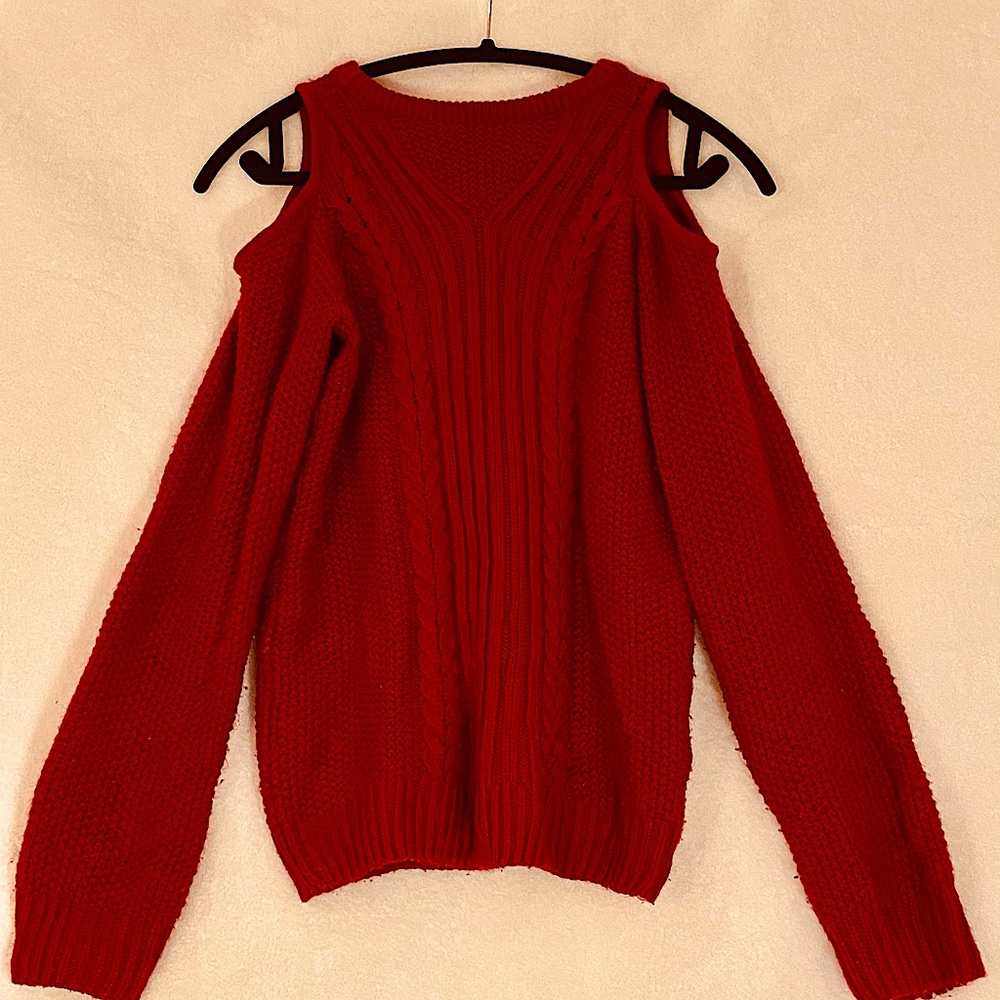 Red off the shoulder Sexy Sweater!